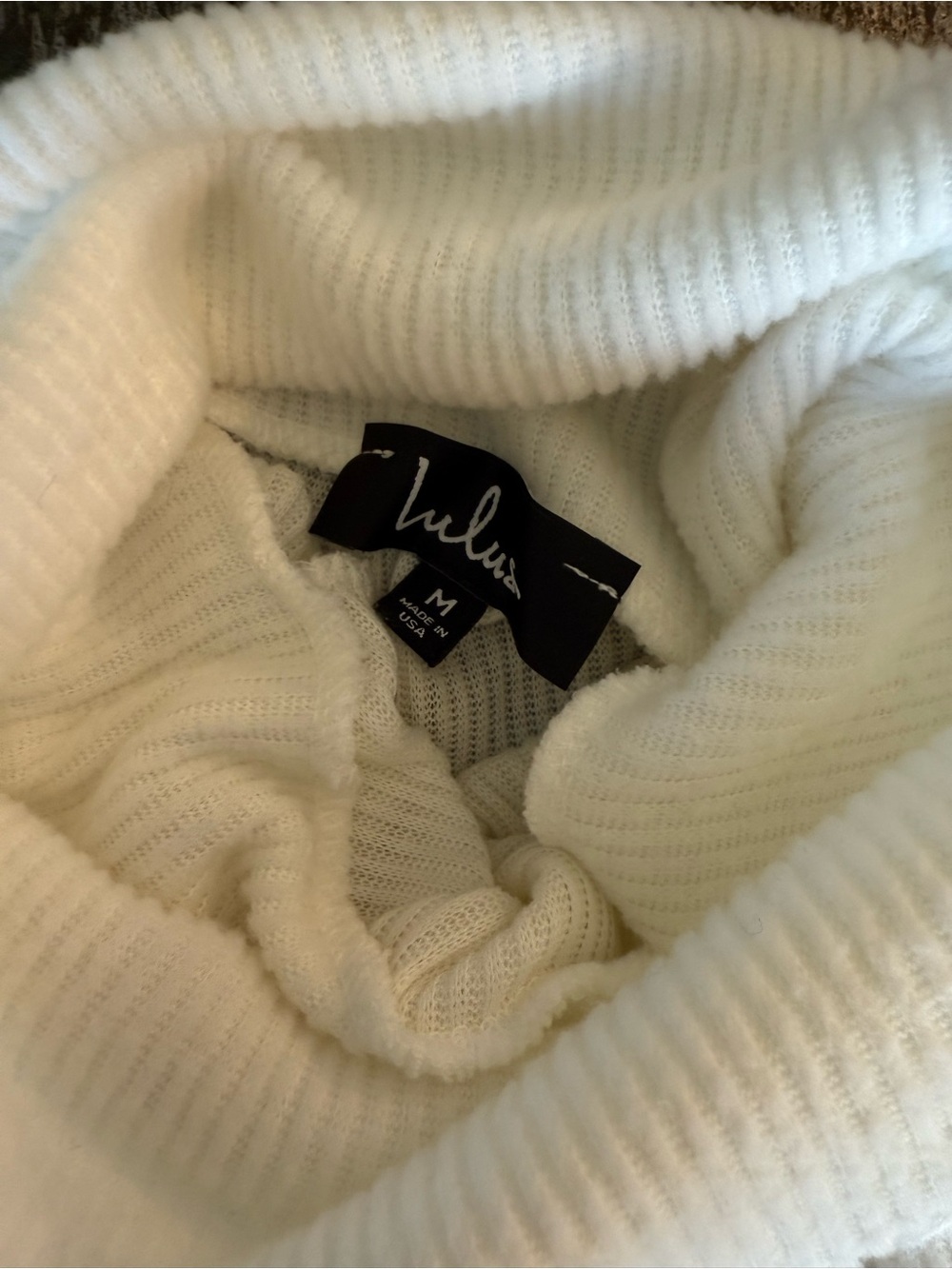 Lulu's Ivory Ribbed Turtleneck Sweater - Picture 3 of 4